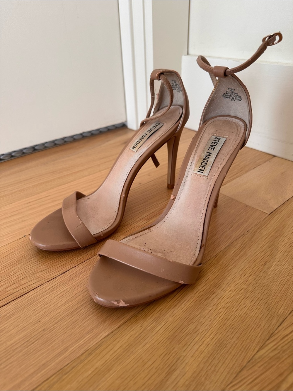 Steve Madden Tan/Nude Ankle-Strap Stiletto Heels